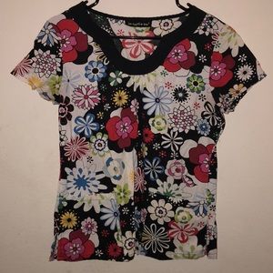 Floral scrub top